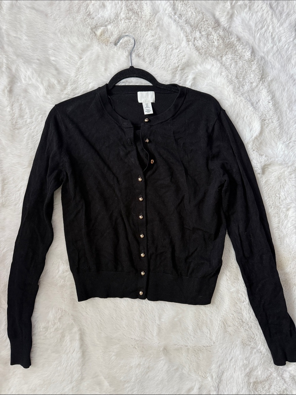 H&M Black Women's Button-Up Crewneck Cardigan